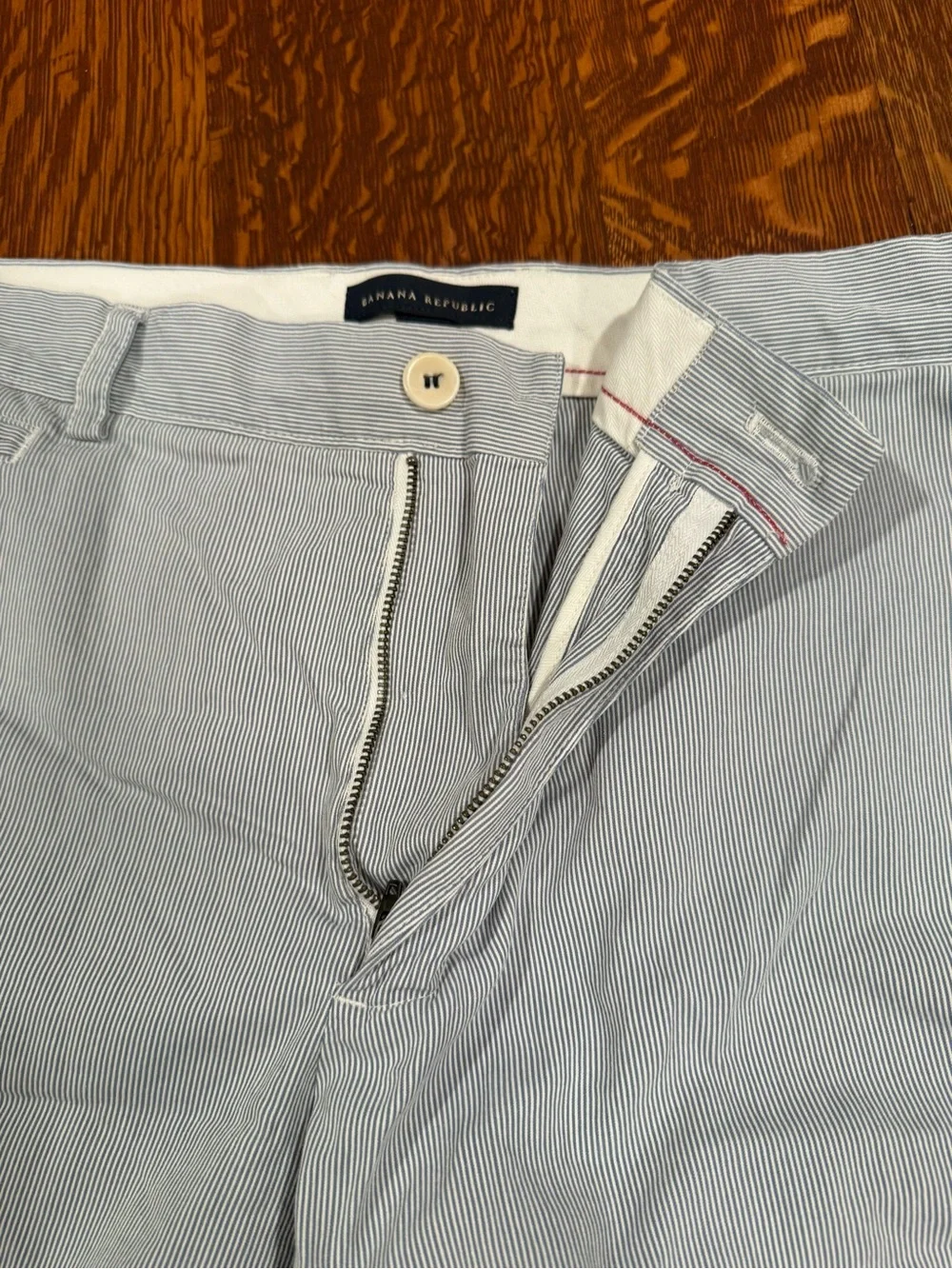 Banana Republic Light Blue Seersucker Flat Front Men's Shorts Vintage